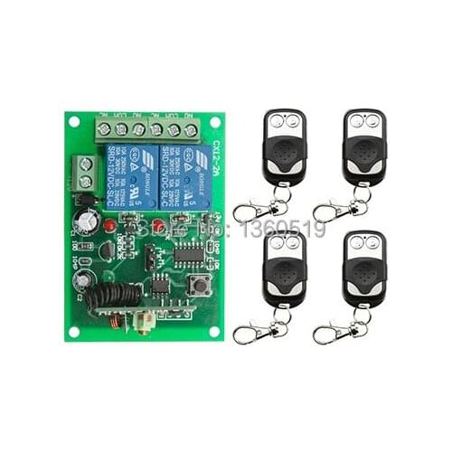 NEW DC12V 2CH 10A Radio Controller RF Wireless Push Remote Control Switch 315 MHZ 433 MHZ teleswitch 4 Transmitter +1 Receiver