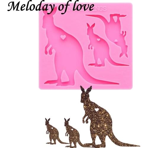 Shiny kangaroo mama/baby molds for keychains DIY family epoxy model resin key keychains moulds silicone custom mold DY0125