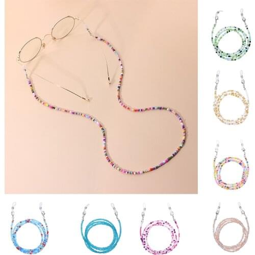 Bohemian Hang Mask Chains Holder Colored Beaded Necklace Glasses Chains Lanyard Anti Slip Womens Neck Chain For Sunglasses