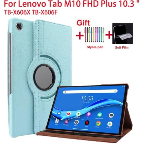 360 Rotation Cover For Lenovo Tab M10 FHD Plus 10.3 " TB-X606X TB-X606F case Funda PU Leather Stand Case For Lenovo Tab M10 Plus