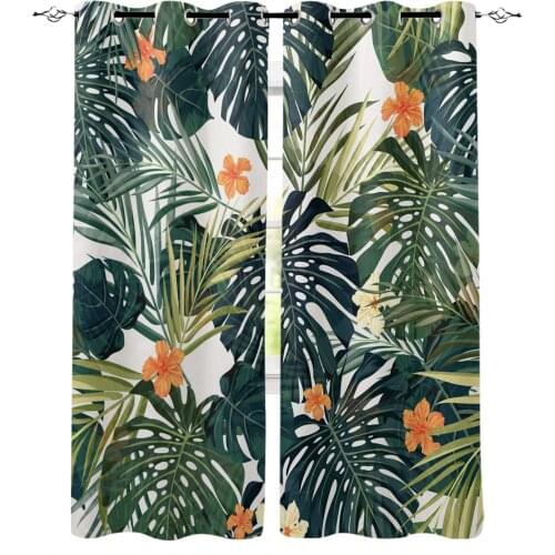 Turtle Leaf Tropical Jungle Green Plants Curtain For Kitchen Living Room Bedroom Curtains Home Decor Window Treatments Drapes
