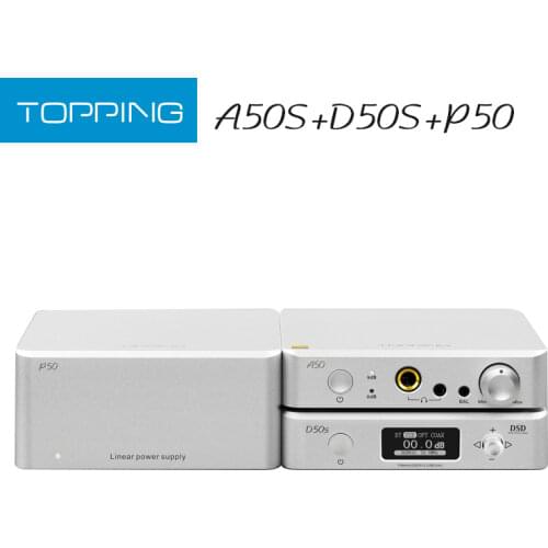 TOPPING D50S Decoder + TOPPING A50S Headphone Amplifier + TOPPING P50 Linear Power Supply