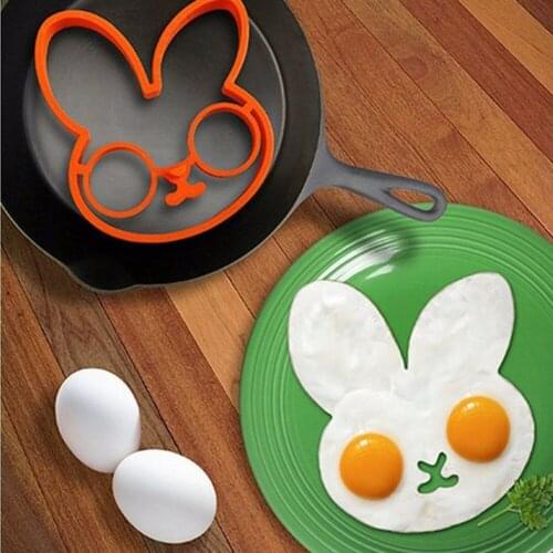 Hot Breakfast Food Grade Silicone Rabbit Fried Egg Omelette Mold Pancake Ring Shaper Cooking Kitchen Tools