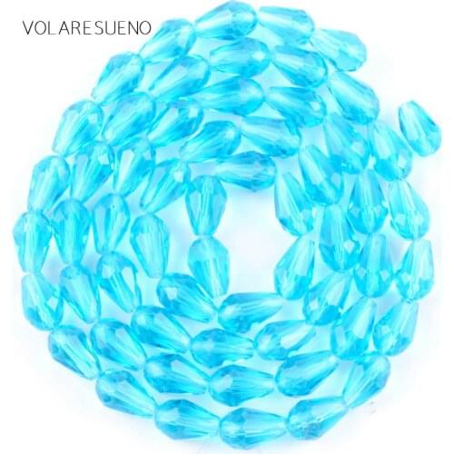 Faceted Teardrop Lake Blue Austrian Crystal Loose Beads 15” Pick 8x11mm Spacer Beads For Charm Bracelte Necklace Jewelry Making