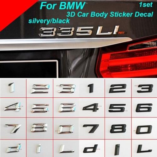 1set Abs Chrome Number Letter 3D Logo for 3 5 7 Series 0/1/2/3/4/5/6/7/8/d/L Auto Car Rear Bumper Trunk Badge Sticker Car Logo