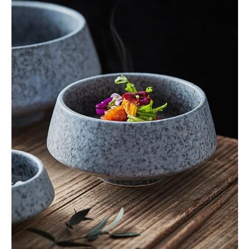 Underglaze Ceramic Dishes Tabletop Dinner Plate Soup Bowl Imitation Stone Gray Pastry Serving Tray Quality Porcelain Tableware