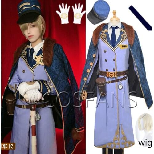 Anime!Identity V Andrew Kreiss Train Conductor Battle Suit Handsome Uniform Cosplay Costume Halloween Party Outfit And wig