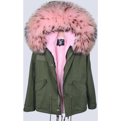 MAOMAOKONG raccoon fur collar, plus cotton thick autumn and winter jacket