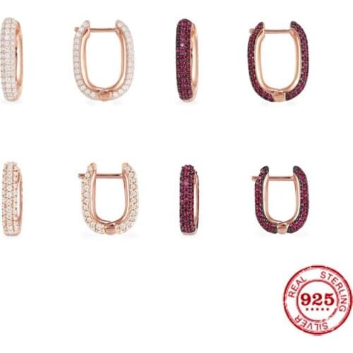 Fashion Charm Copy 1:1 Replica, White and Burgundy Rectangle Hoop Earrings In Pair Women Monaco Jewelry Gift