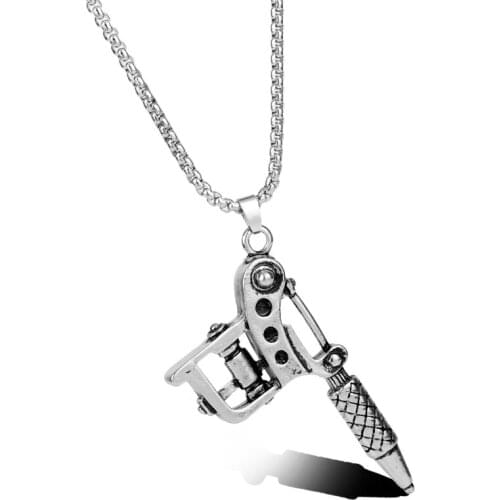 Dongsheng Silver Plated Fashion Mini Tattoo Machine Necklace Pendant Punk Style Necklace For Hip Hop & Rock Jewelry Gifts -30