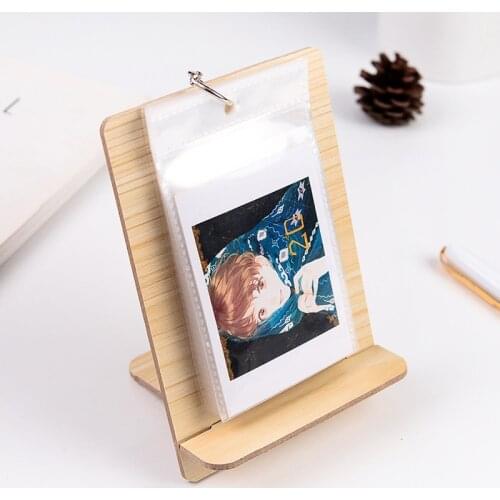 40 Capacity Wood Desktop Photo Album for DIY Photo Decorative Desk Sets Stray Kids Ateez Bangtan Boys Twice NCT2020 Lomo Cards