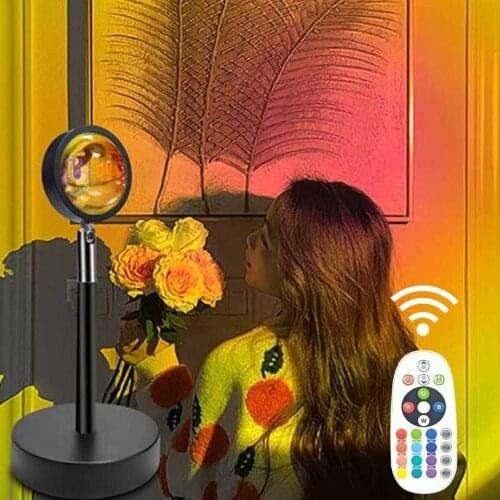 NEW Remote Control RGB Sunset Projection Lamp Rainbow Atmosphere Led Light for Home Bedroom Shop Background Wall Decoration