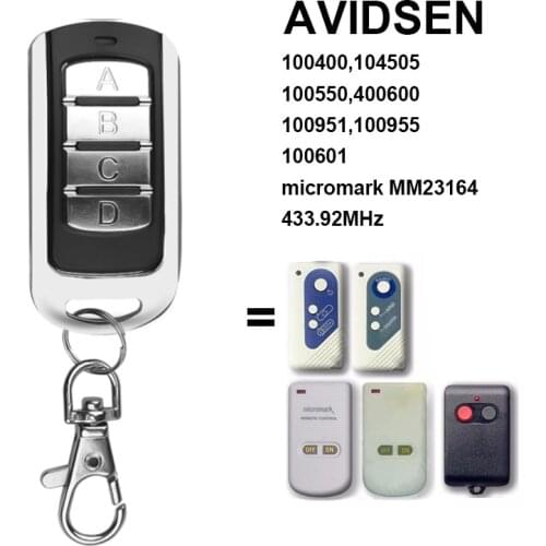 AVIDSEN 104251 104250 OLD 104257 114253 Gate Remote Control AVIDSEN 100400 104505 100500 400600 Fixed Code 433.92MHz Clone