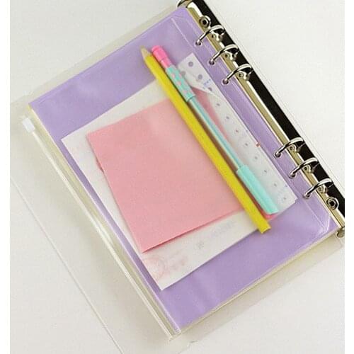 PVC Transparent A5 A6 A7 Storage Bag Loose Leaf Pouch with Self-Styled Zipper Filing Binder Document For Ring Notebook Binder