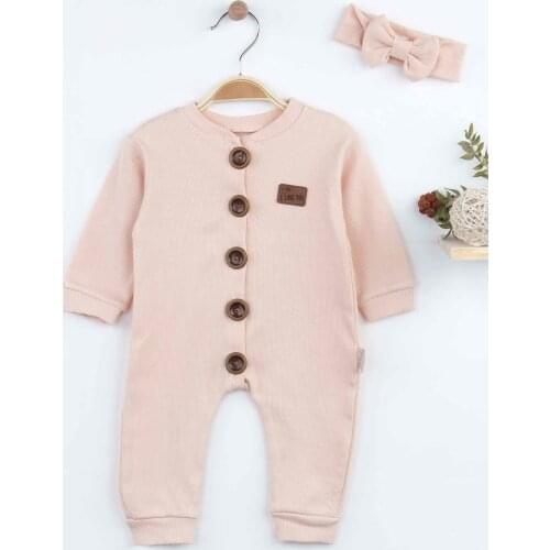 Powder Pink Baby Girl Rompers Babies Clothes Set Outfit Cotton Comfortable Underwear Hair Bandanna 2021 New Season Girls Models