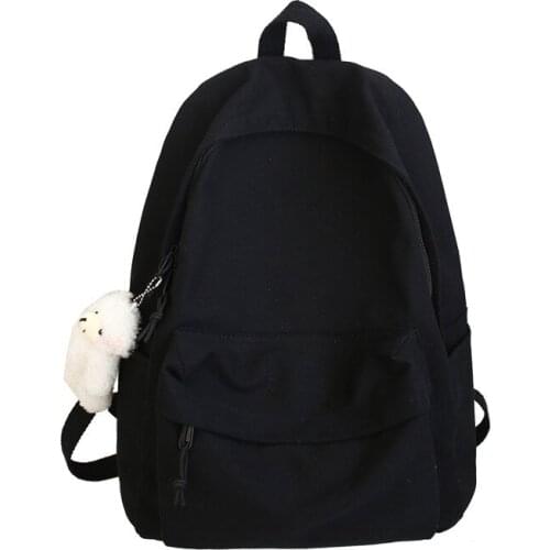 New fashion backpack ins canvas backpack female 2021 new Korean campus solid color girl school bag