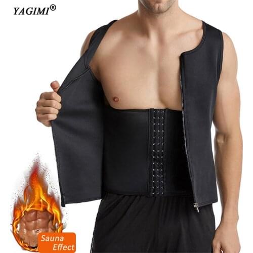 Sauna Waist Trainer Corset Vest for Men Weight Loss Sweat Vest Tummy Control Trimmer Belts Neoprene Workout Upper Body Shaper