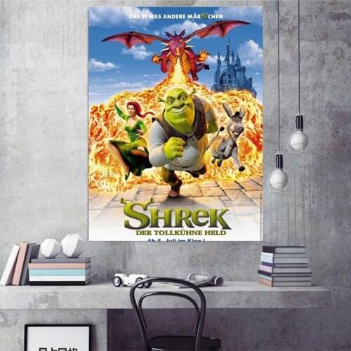 Shrek movie poster painting wall art poster framed canvas room home bedroom dormitory frame decoration