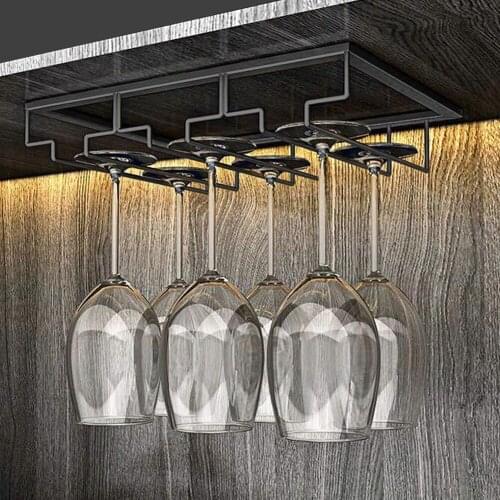 Wine Glass Rack-tableware Suitable for Bar Kitchen Black Metal Storage Box Easy to Install Saving Space