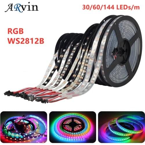 1m 2m 3m 4m 5m WS2812B WS2812 Led Strip,Individually Addressable Smart RGB Led Strip,Black/White PCB Waterproof IP30/65/67 DC5V