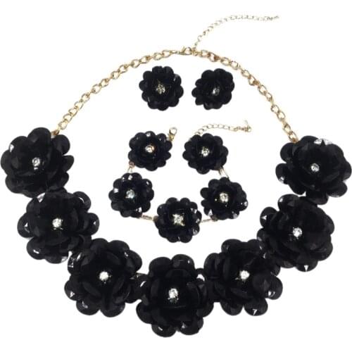 In fashion black flower bead african jewelry set
