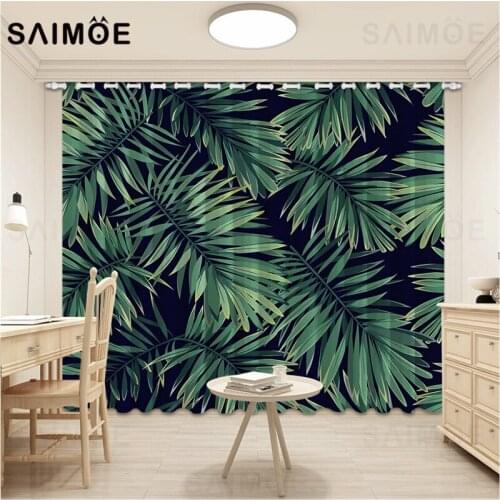 Green Tropical Plants Curtains Palm Leaves Nature Curtains In The Living Room Undefined Curtain For Bedroom Ultra Micro Shading