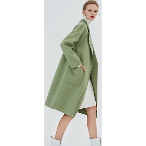 Womens winter coats green Double-sided wool cashmere outwear 2019 autumn plus size ladies fashion overcoats long free ship