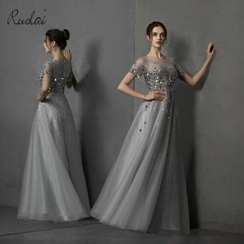 2019 New Arrival Simple A-Line Women Evening Dress O-Neck Short Sleeve Floor Length Long Party Gown vestido de festa