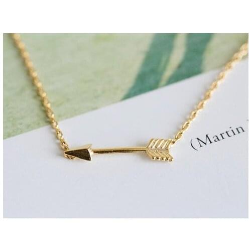 1 Tiny Horizontal lucky love Arrow pendant chain Necklace Pendant Women Simple Sideways Arrow Necklace Men lady gift jewelry