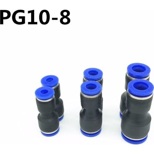 100Pcs PG10-8 10mm Hole to 8mm Pneumatic Fittings Push In Straight Reducer Connectors For Air Water Hose Plastic Pneumatic Part