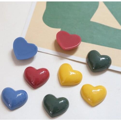 20pcs 2021 Latest Japanese cute Heart Charm Ladys Statement Earring solid colorresin half pill patch Pendant Diy accessories