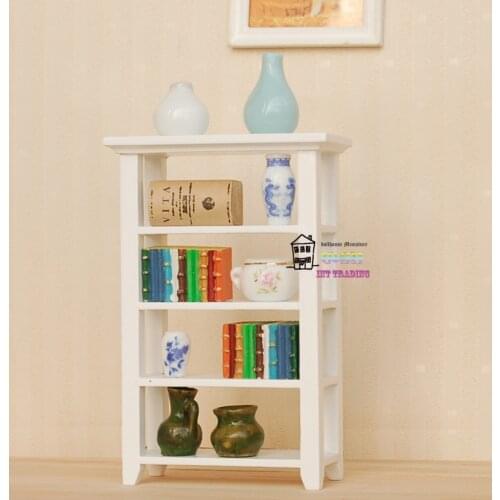 5" Doll house miniature 1:12 Size Dolls Furniture White 4 layer Display Cabinet living room accessories Free shipping