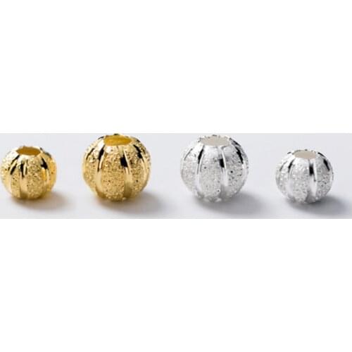 5pcs/lot 925 Sterling Silver Matte Pumpkin Loose Beads 5mm 6mm Entire S925 Silver Spacer Beads DIY Jewelry Making Bracelets Gift