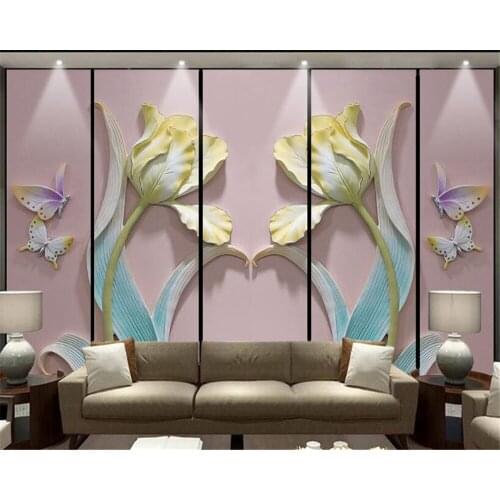 Beibehang papel de parede Modern behang minimalist beautiful floral embossed photo wallpaper background wallpaper for walls 3 d