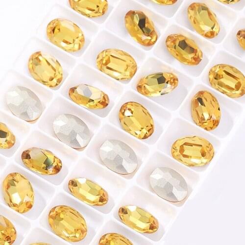 10*14mm Shining Oval Crystal Pointed Back Fancy Stones Rectangle Glitter Loose Beads Strass Rhinestone For Clothes Shoes