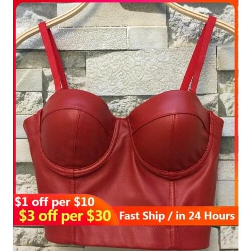 PU leather Bralet Womens Bustier Bra Bustier Top High Quality Cool Black Night Club Party Cropped Tube Top for women