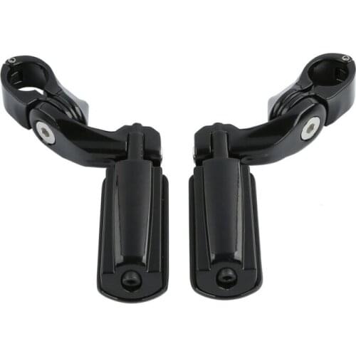 Black 1-1/4" Universal Highway Short Angled Foot Pegs Footpeg Mount For Harley Motorcycle