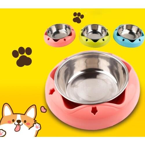 Pet dog feeding bowl stainless steel non-skid water feeding dual use feeder, small and medium sized dog cat pet accessories