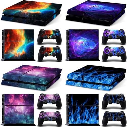 For ps4 Galaxy Blue Galactic Game Vinyl Decal Protective Cover Sticker for Sony Playstation 4 PS4 Console and 2 Controllers Skin