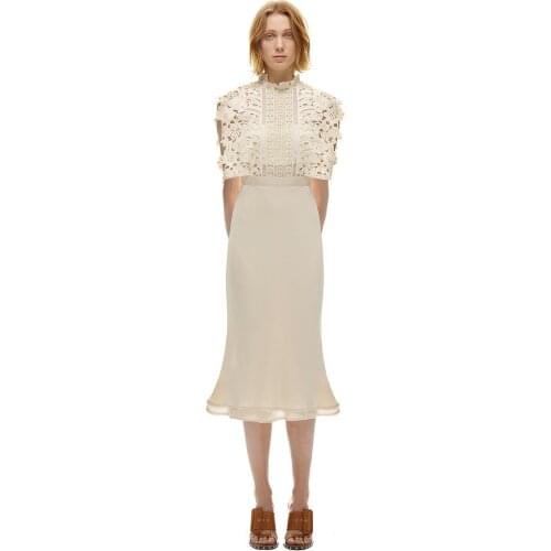 High-end custom self-portrait runway sexy summer 2019 unbacked water soluble package buttocks cultivate ones morality dress