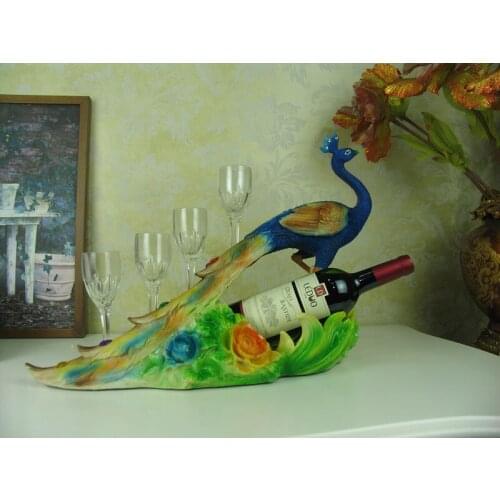 European high-grade resin peacock bottle wine rack with wine rack wine rack creative crafts