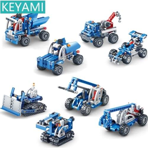 KEYAMI Toy building blocks Trucks Crane truck Building Blocks Engineering vehicle Toys Educational Children Construction Bricks