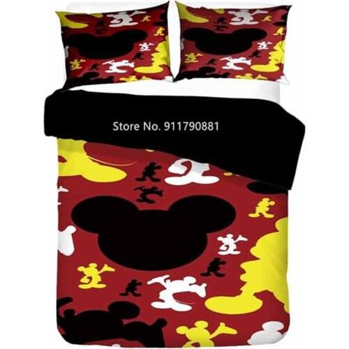 Disney Mickey Minnie Mouse Bedding Set Kids Cartoon Comforter Duvet Cover Pillowcases Twin Full Queen King Size Bed Sets Gifts