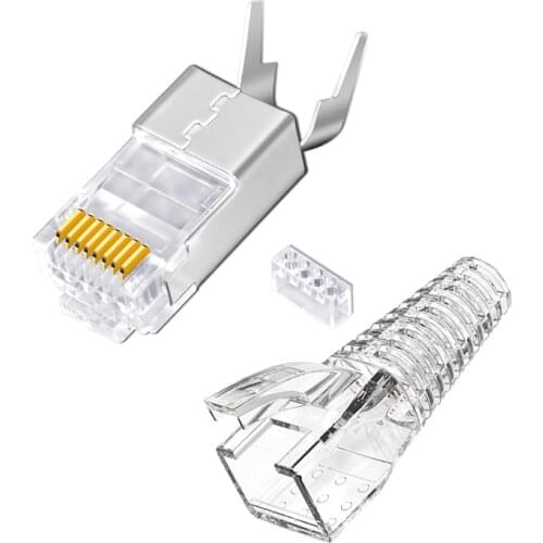 CNCOB Cat8 Ethernet RJ45 Connector 10 Gigabit Broadband Cable Plug 8P8C and Transparent Protective Cases 10pcs