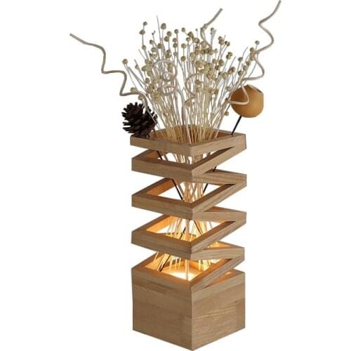 Wood Decoration Lamp Shades for Table Lamps Flower 3 Color Changeable Romantic Bedroom Bedside Living Room Study Lighting