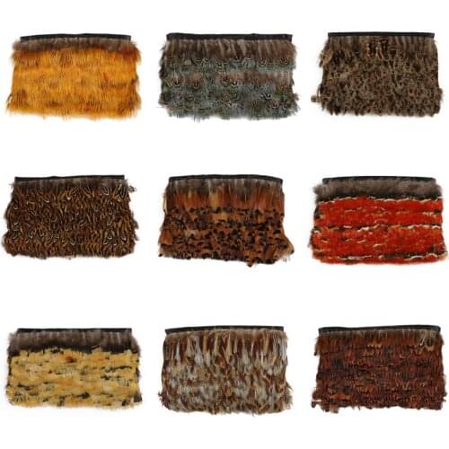 1 Meter Natural Rooster Tail Feather Ribbon 4-6cm Pheasant Feather Trims For Wedding Dress Decoration DIY Clothing Accessories