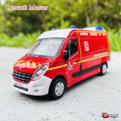 Bburago 1:50 Renault Master Fire Truck Engineering Vehicle Die-casting Metal Toy Gift Simulation Alloy Car Car Model