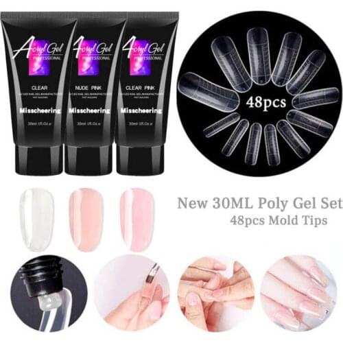 Poly Nail Polish Gel Kit French Nail Art Clear Color Nail Tip Form Crystal UV Gel Polish Quick Building for Nails Extensions Gel