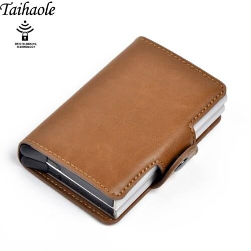 New Fashion PU Leather Credit Card Holder RFID Metal Wallet Automatic pop up Anti-theft women Purse Business ID Cardholder