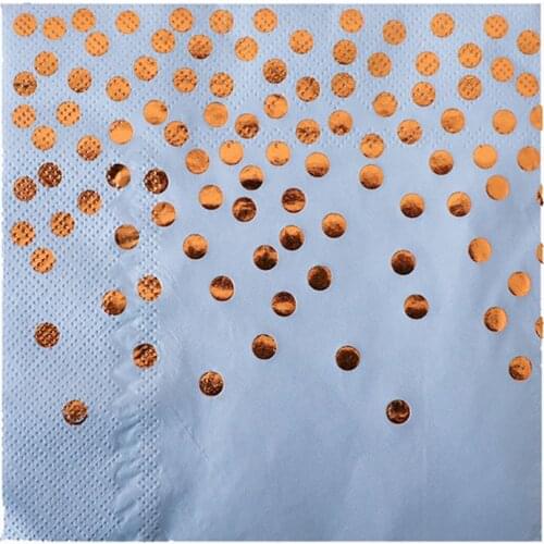 20pcs Blue Dots Gold Theme Disposable Napkins Blue Dots Gold Birthday Party Decorations Baby Shower Disposable Tableware